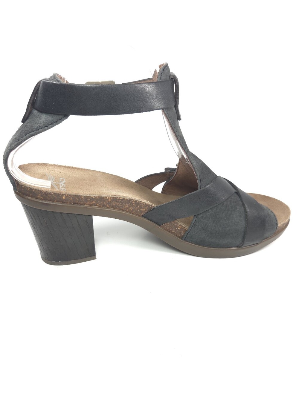 Dansko Dominique Black Leather & Suede W Cork Block Heel Sandals Sz 10.5/EU 41 - Picture 3 of 16